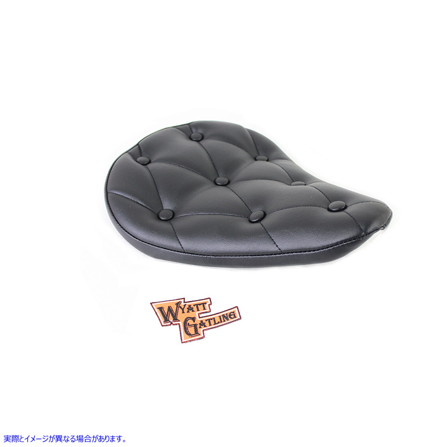 47-0375 ボタン付きブラックビニールソロシート Black Vinyl Solo Seat with Buttons 取寄せ Vツイン (検索用／ Corbin Gentry 7