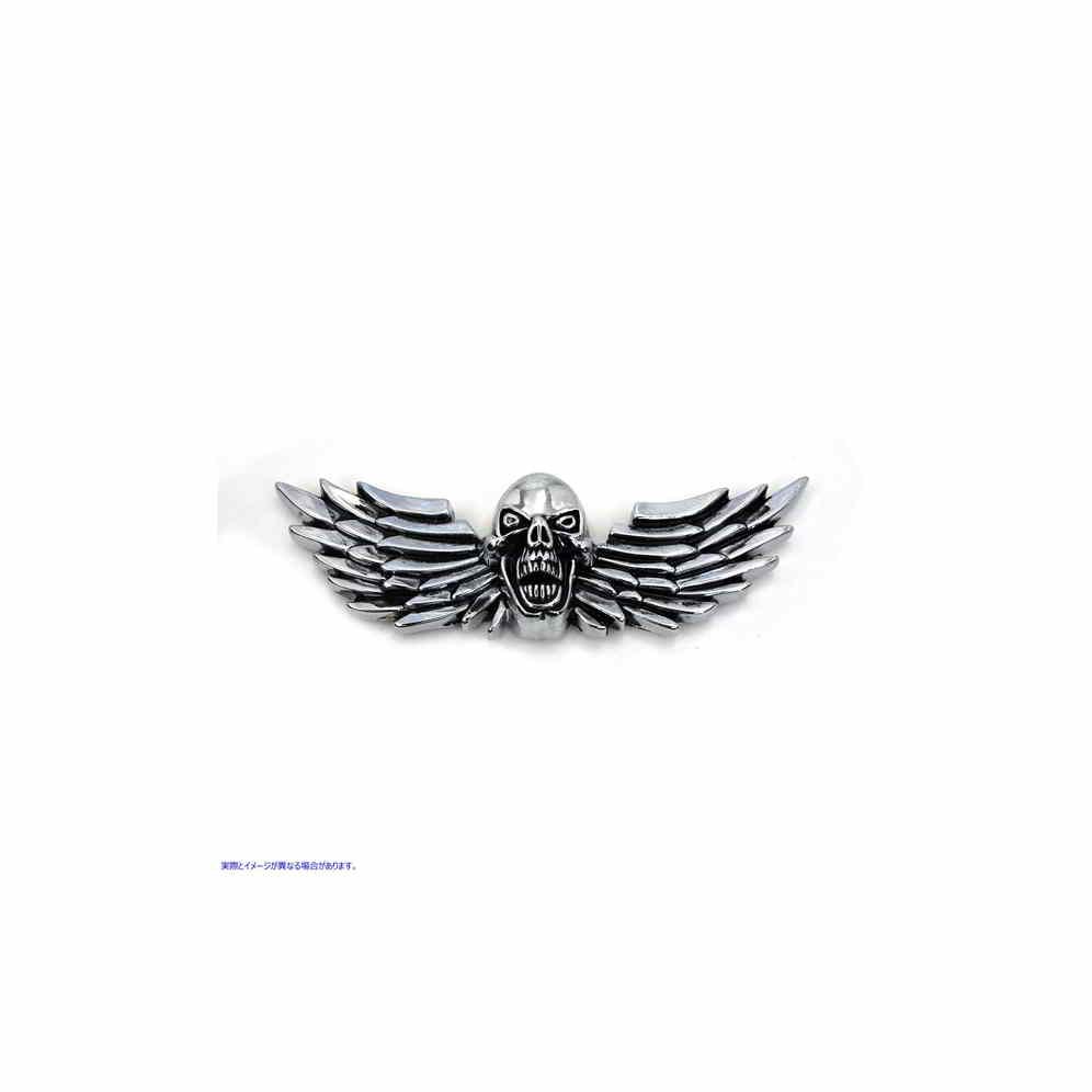 48-0496 Pewter Winged Skull Emblem 取寄せ Vツイン (検索用／ V-Twin