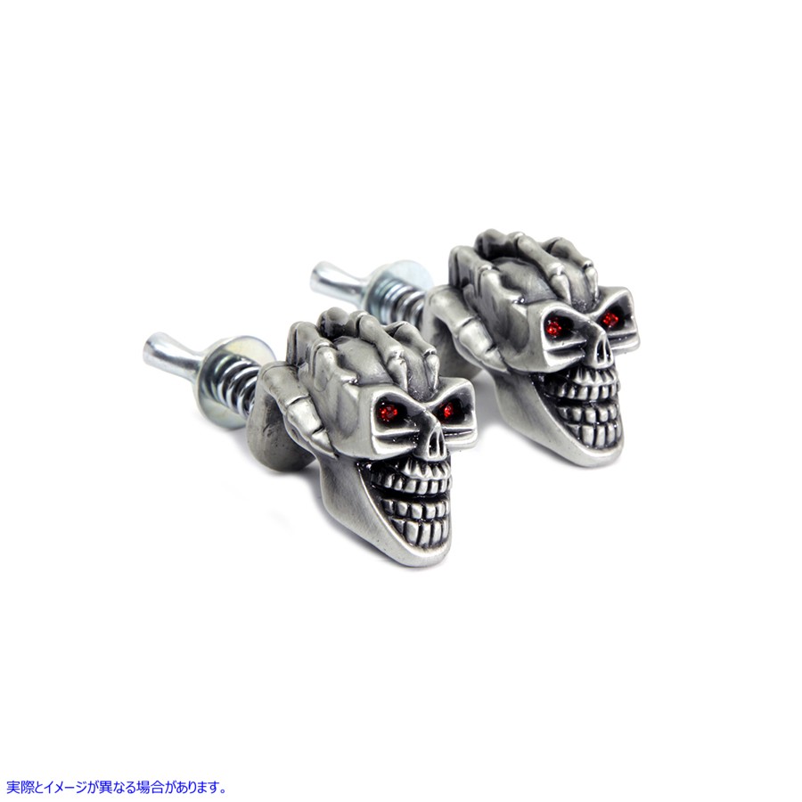 48-1620 スカルとスケルトンハンドのナンバープレートトッパーセット Skull with Skeleton Hand License Plate Topper Set 取寄