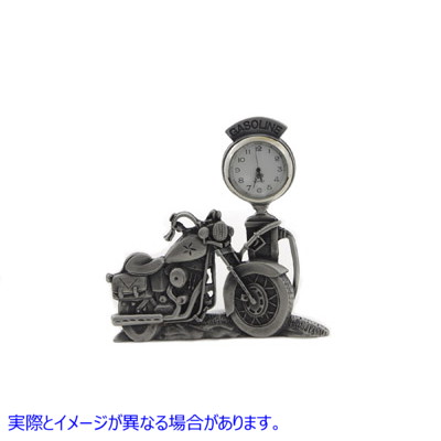 48-1654 V-Twin ピューター オートバイ時計 高さ 4-1/2 インチ V-Twin Pewter Motorcycle Clock 4-1/2 inch Tall 取寄せ Vツイン