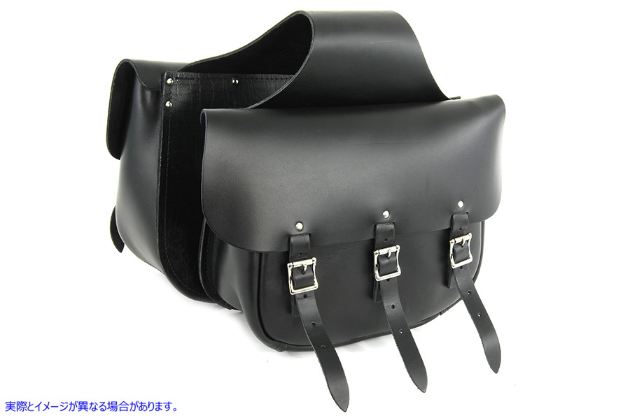 48-3127 ブラックレザー 3 バックルサドルバッグセット Black Leather Three Buckle Saddlebag Set 取寄せ Vツイン (検索用／ Pa