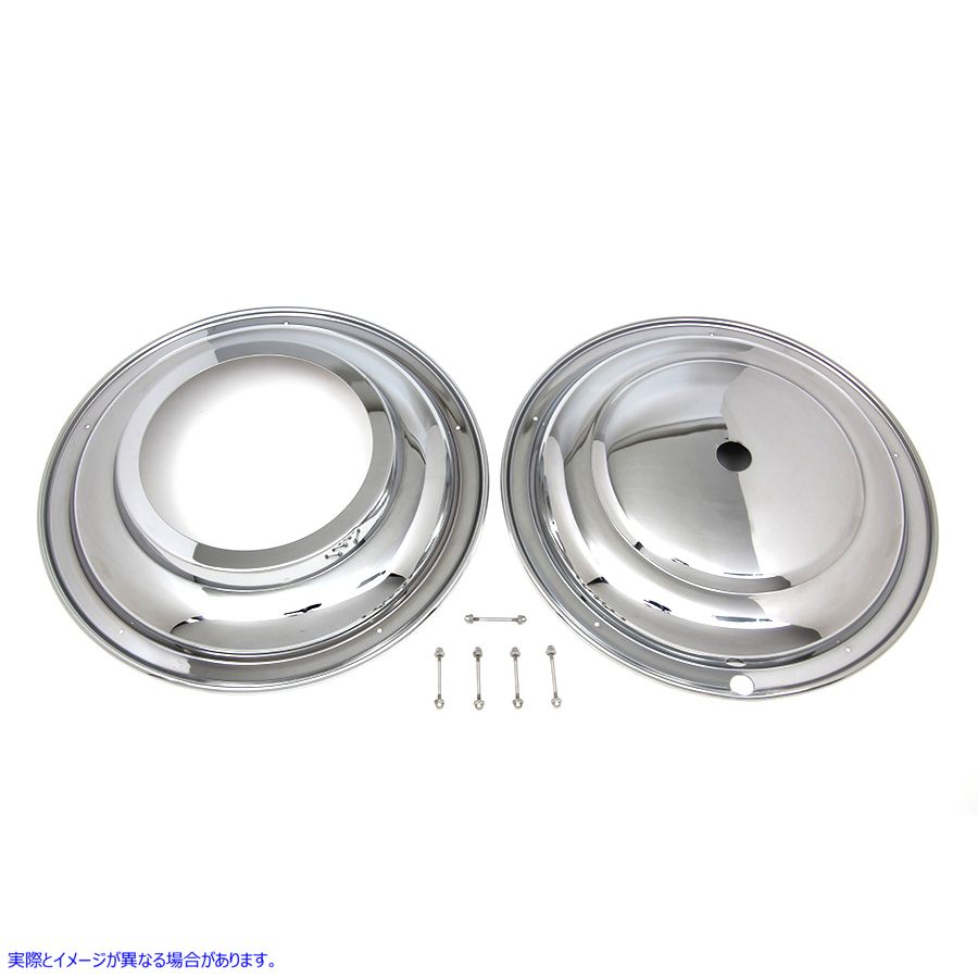 49-0291 16インチフロントホイールカバーセット クローム 16 inch Front Wheel Cover Set Chrome 取寄せ Vツイン (検索用／