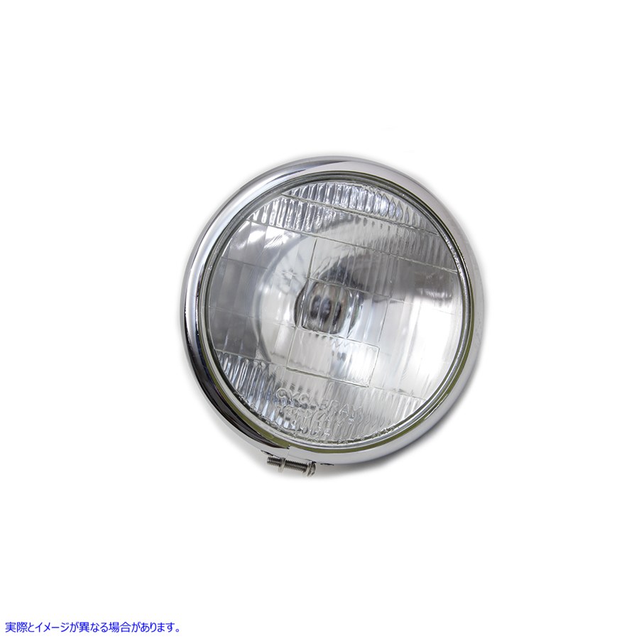 49-0312 6-1/2インチラウンドヘッドランプクロム 6-1/2 inch Round Headlamp Chrome 取寄せ Vツイン (検索用／67701-35C V-Twin