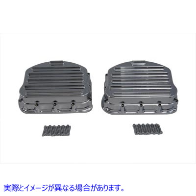 49-0789 フィン付きキャスト ロッカー ボックス カバー セット クローム 取寄せ Vツイン Finned Cast Rocker Box Cover Set Chro