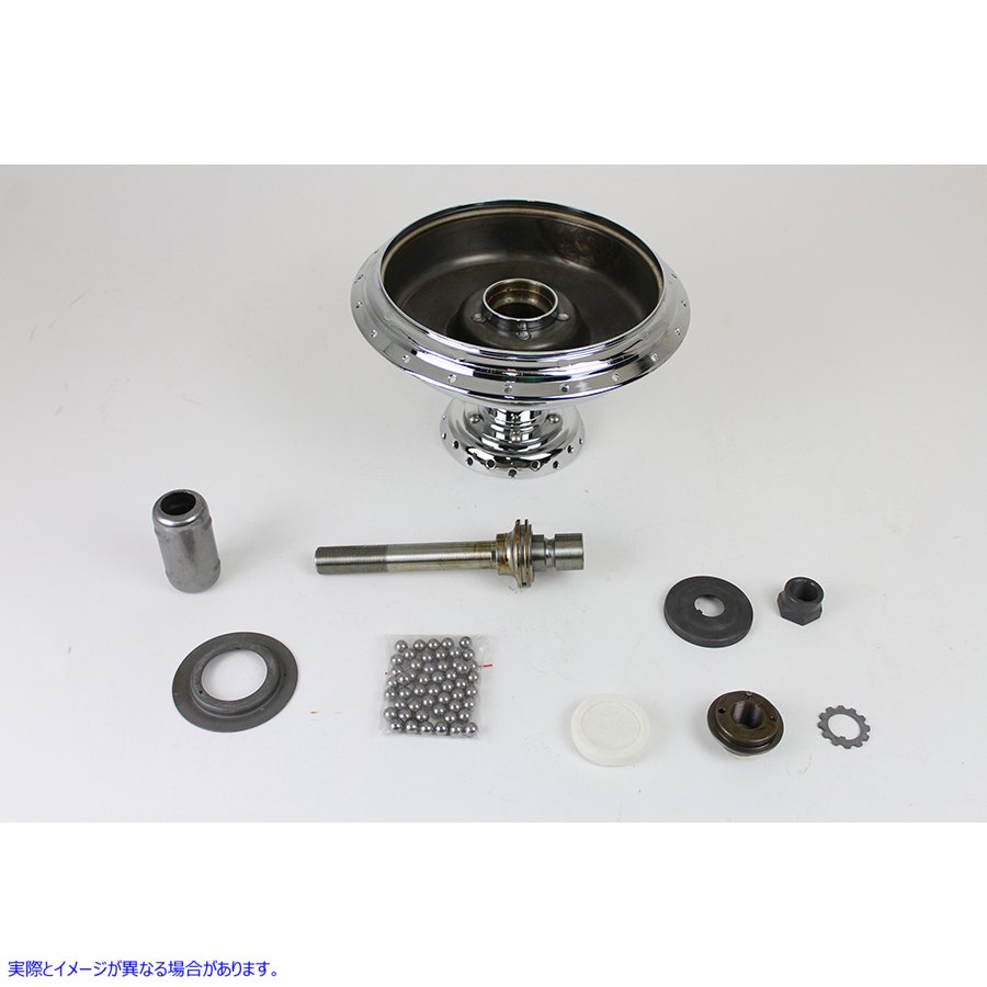 49-1288 45 インチ W フロント ホイール ハブ アセンブリ クローム 取寄せ Vツイン 45 inch W Front Wheel Hub Assembly Chrome