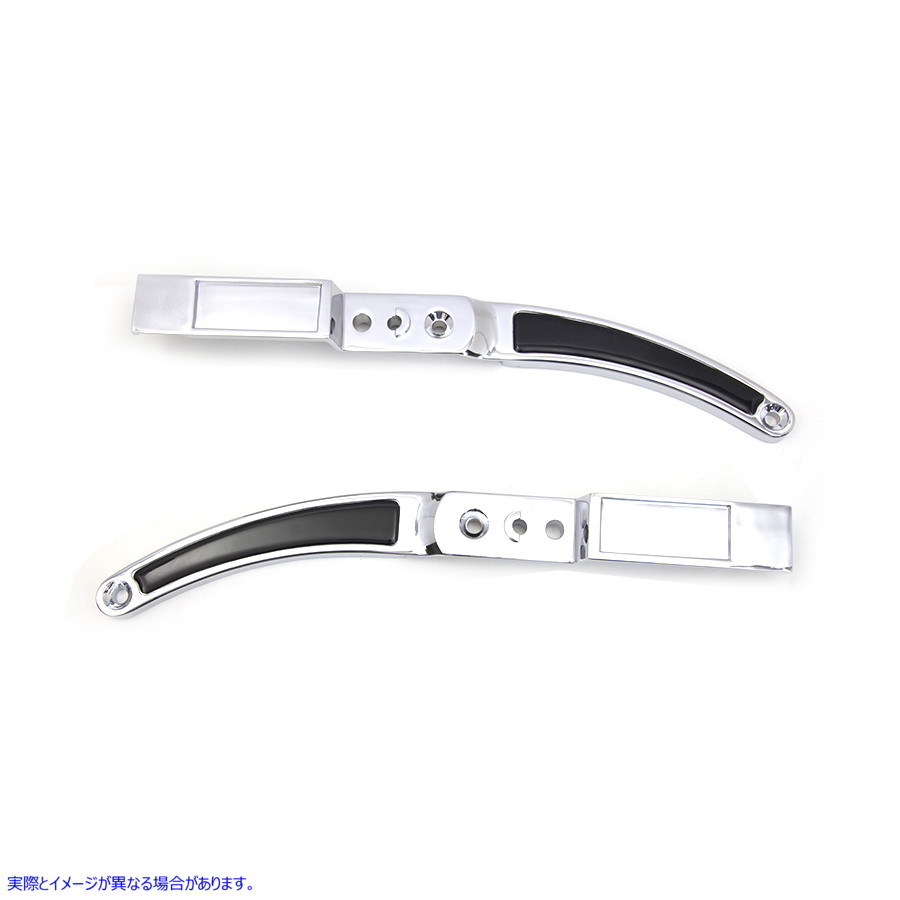 50-1228 リアフェンダーストラットセットクローム、ブラックインサート付き 取寄せ Vツイン Rear Fender Strut Set Chrome with