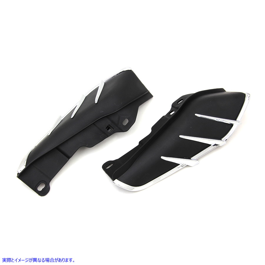 51-0422 クロームトリム付きブラックフロントガラスディフレクターセット Black Windshield Deflector Set with Chrome Trim 取