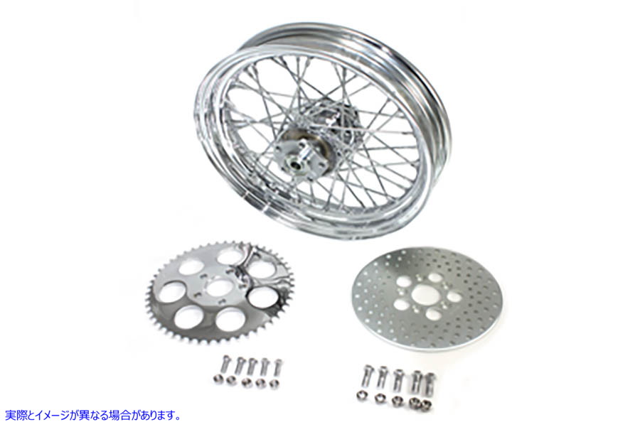 52-0428 16 インチ x 3.00 インチ リア ホイール アセンブリ クローム 取寄せ Vツイン 16 inch x 3.00 inch Rear Wheel Assembly