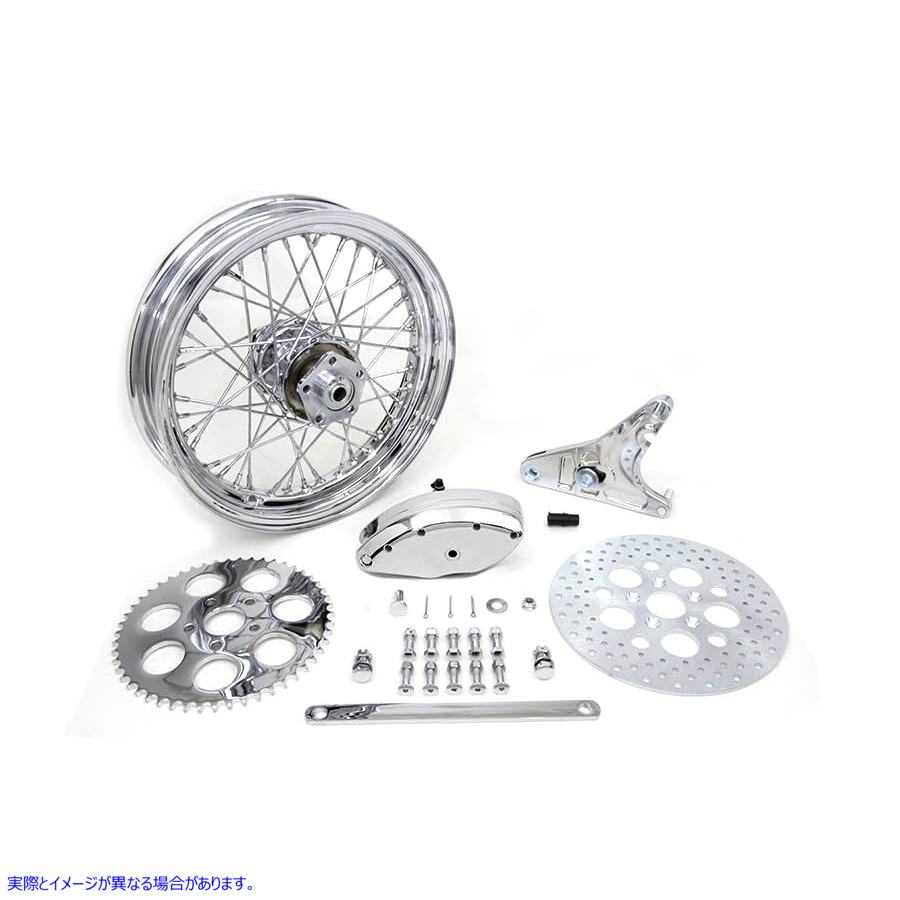 52-0601 16インチ x 3.00インチ リアホイールキット キャリパークローム付き 取寄せ Vツイン 16 inch x 3.00 inch Rear Wheel Ki