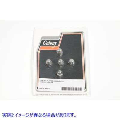 6932-5 クロム エイコーン ナット 細目 1/4 インチ-28 ネジ Chrome Acorn Nut Fine 1/4 inch-28 Thread 取寄せ Vツイン (検索用