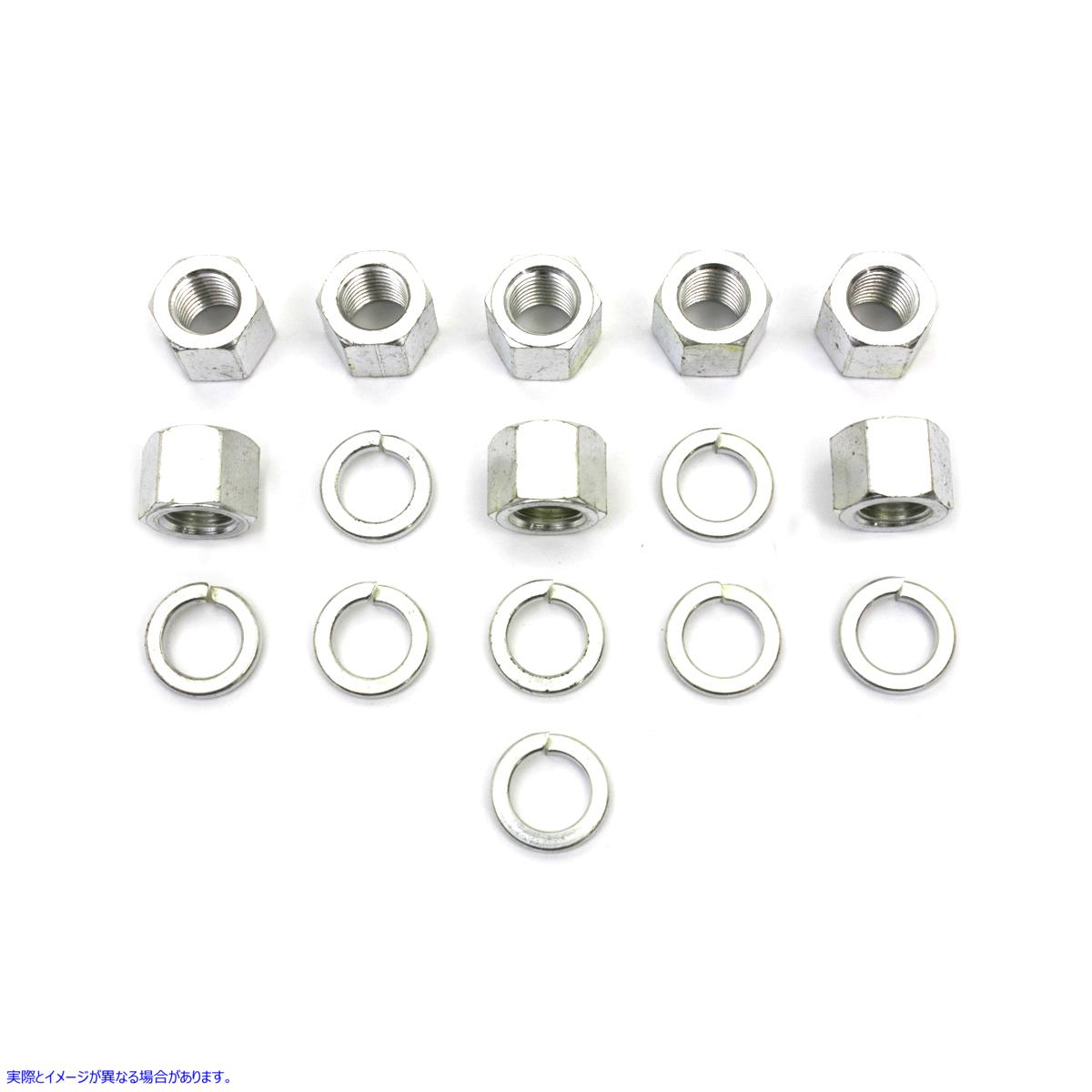 8105-16T 亜鉛メッキシリンダーベースナットとワッシャー 取寄せ Vツイン Zinc Plated Cylinder Base Nuts and Washers (検索用