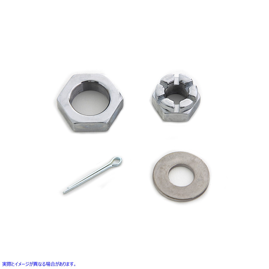 8162-3T クロームフロントアクスルナットキット 取寄せ Vツイン Chrome Front Axle Nut Kit (検索用／43886-30